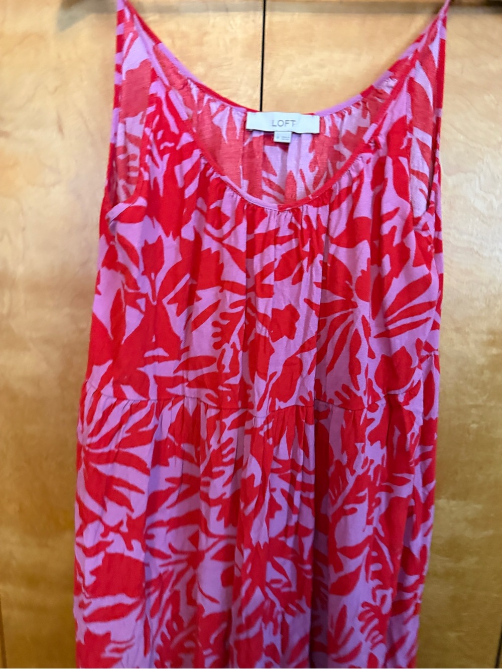 LOFT Pink & Red Floral Maxi Sundress Size Medium - Picture 4 of 9